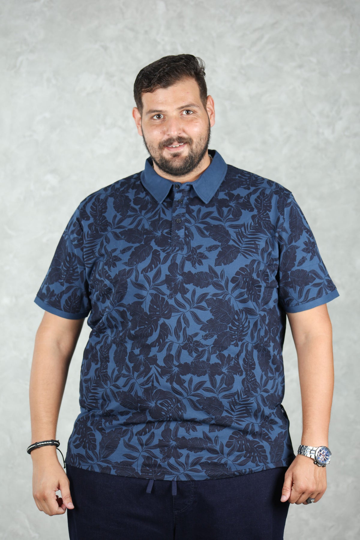Polo Fleuri Bleu