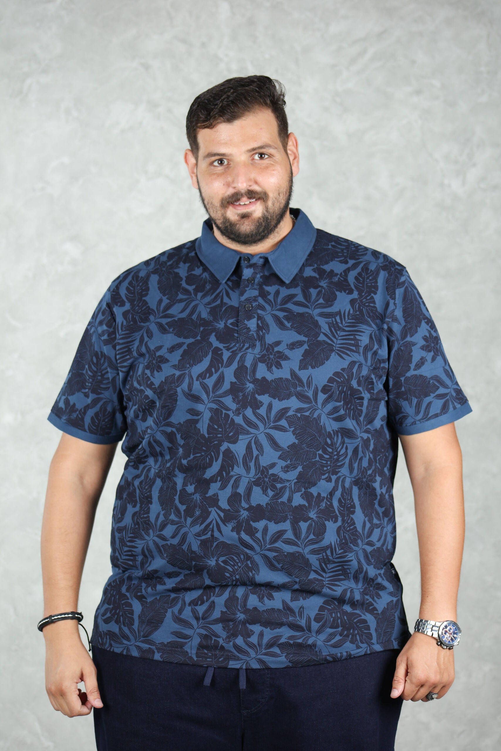 Polo Fleuri Bleu