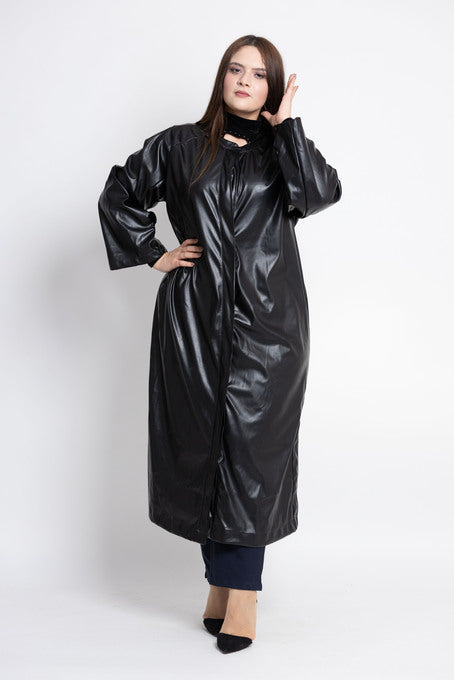 Veste Longue en Simili-cuir