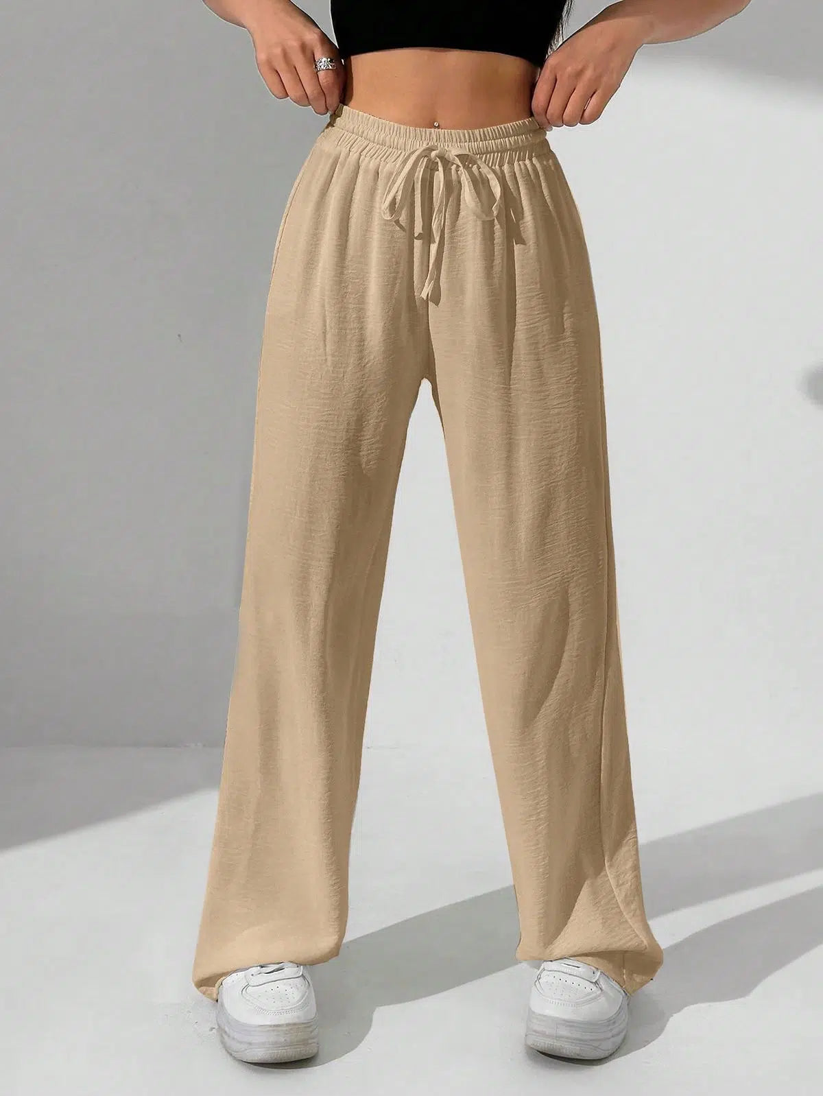 Pantalon Large Femme Effet Lin – Confort & Élégance