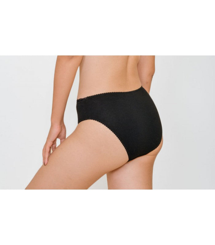 Slip Taille Basse à Galon Devant en Coton Bio Noir