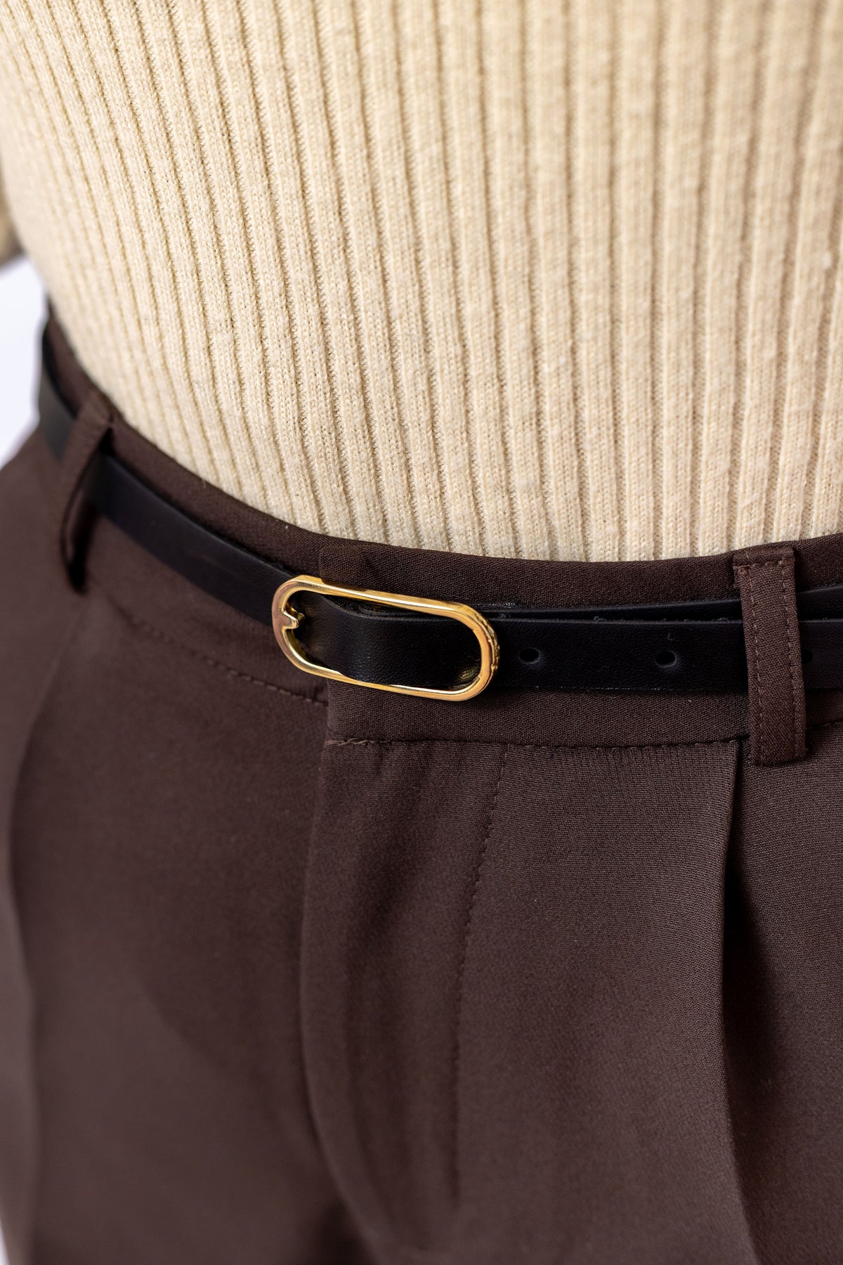 Pantalon Edge – Taille Haute avec Ceinture et Passepoil