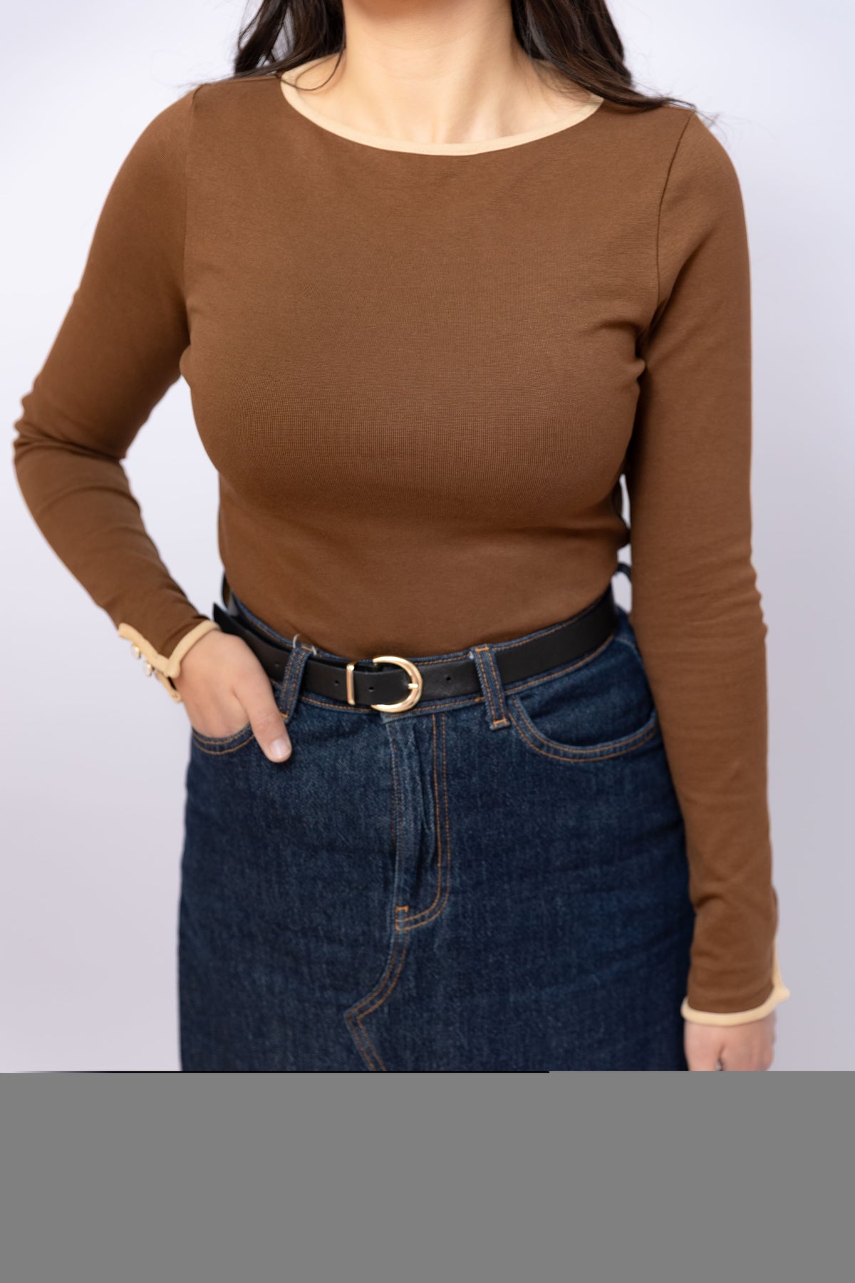 Pull ORLINE – Coton liseré et boutons décoratifs