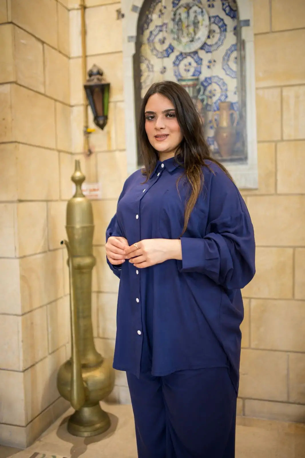 Chemise Oversize en Lin Bleu Marine