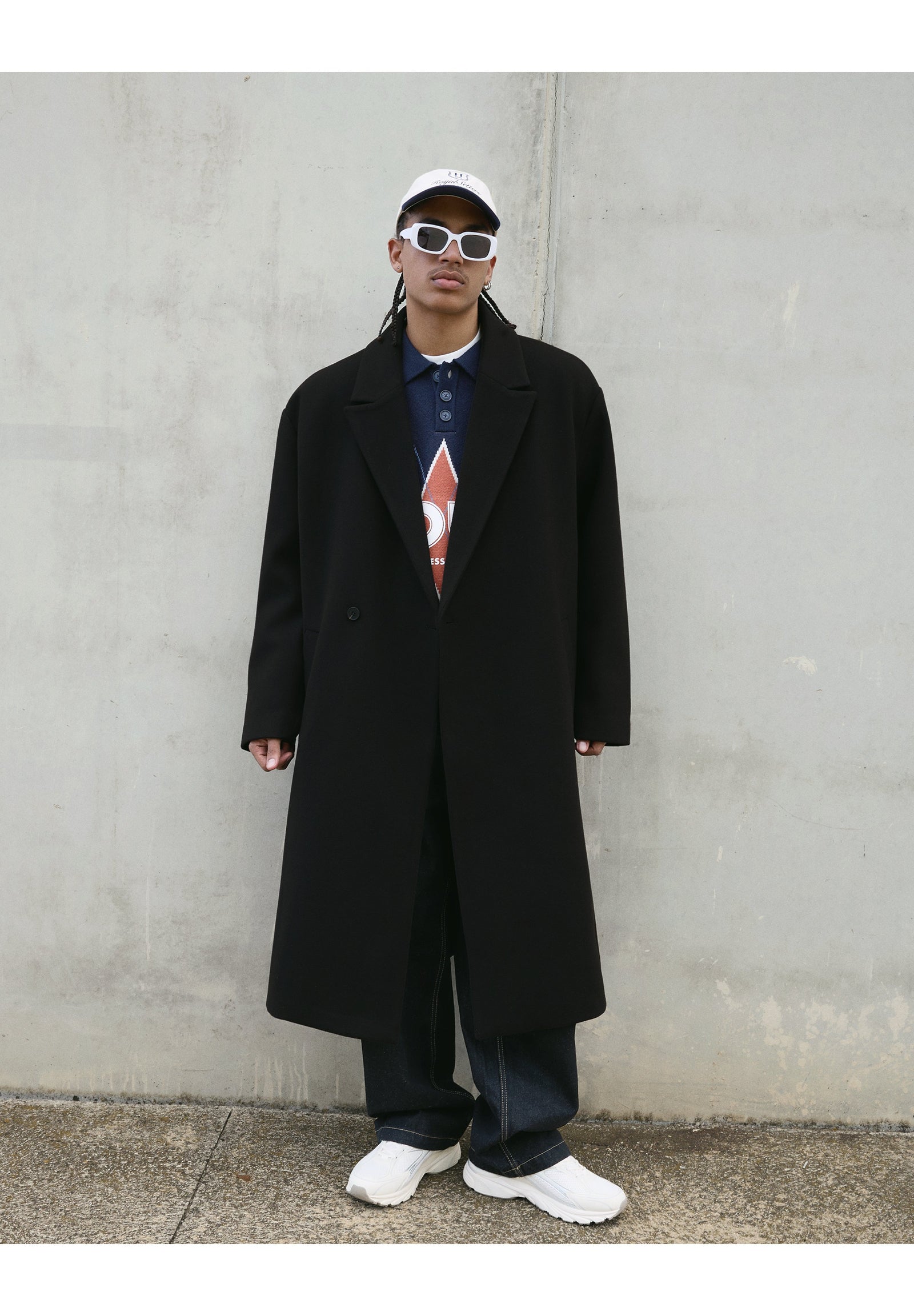 DOUBLE-BREASTED TEXTURE - Manteau classique - black