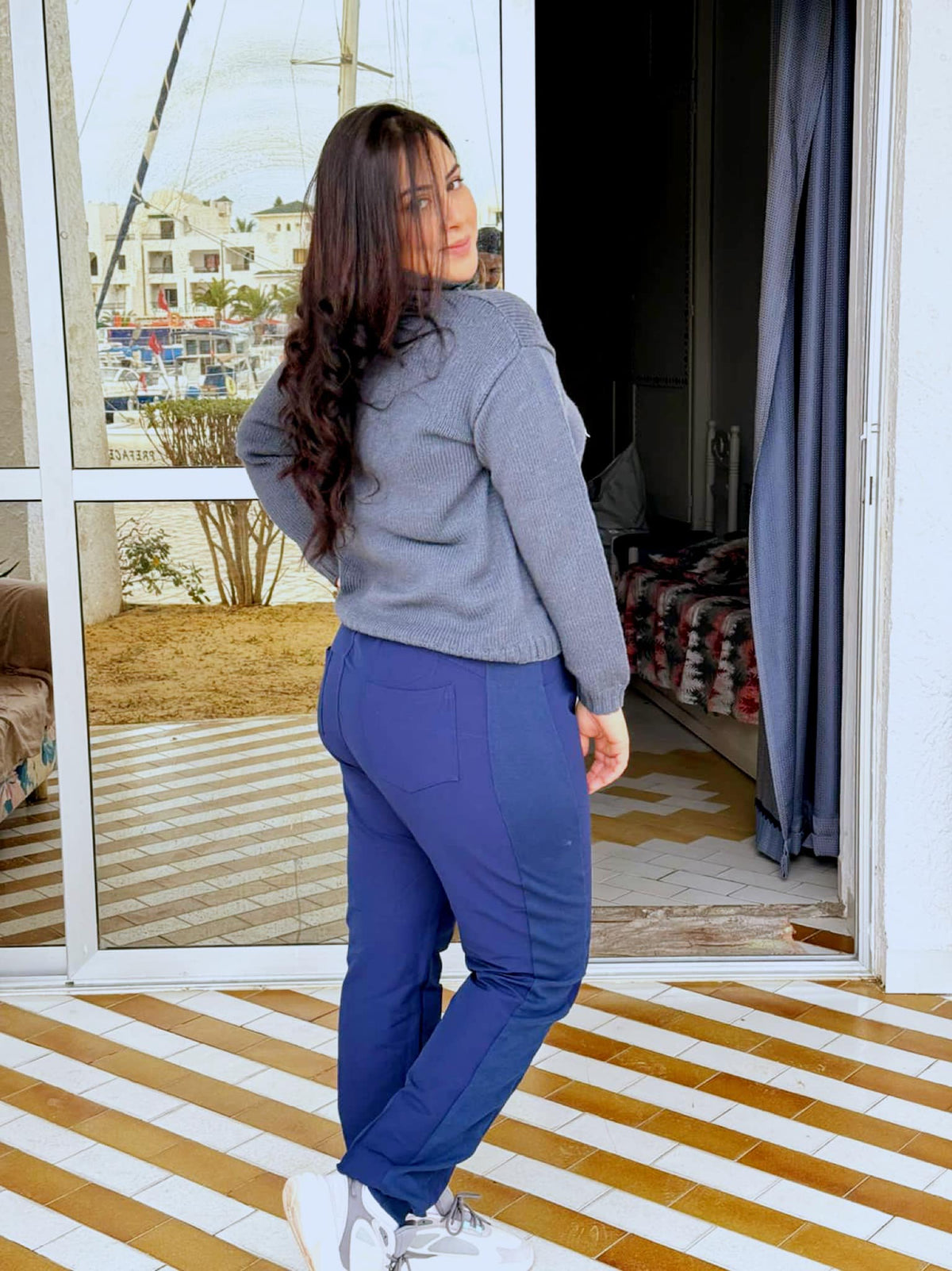 Pantalon en Jean Gratté Bleu