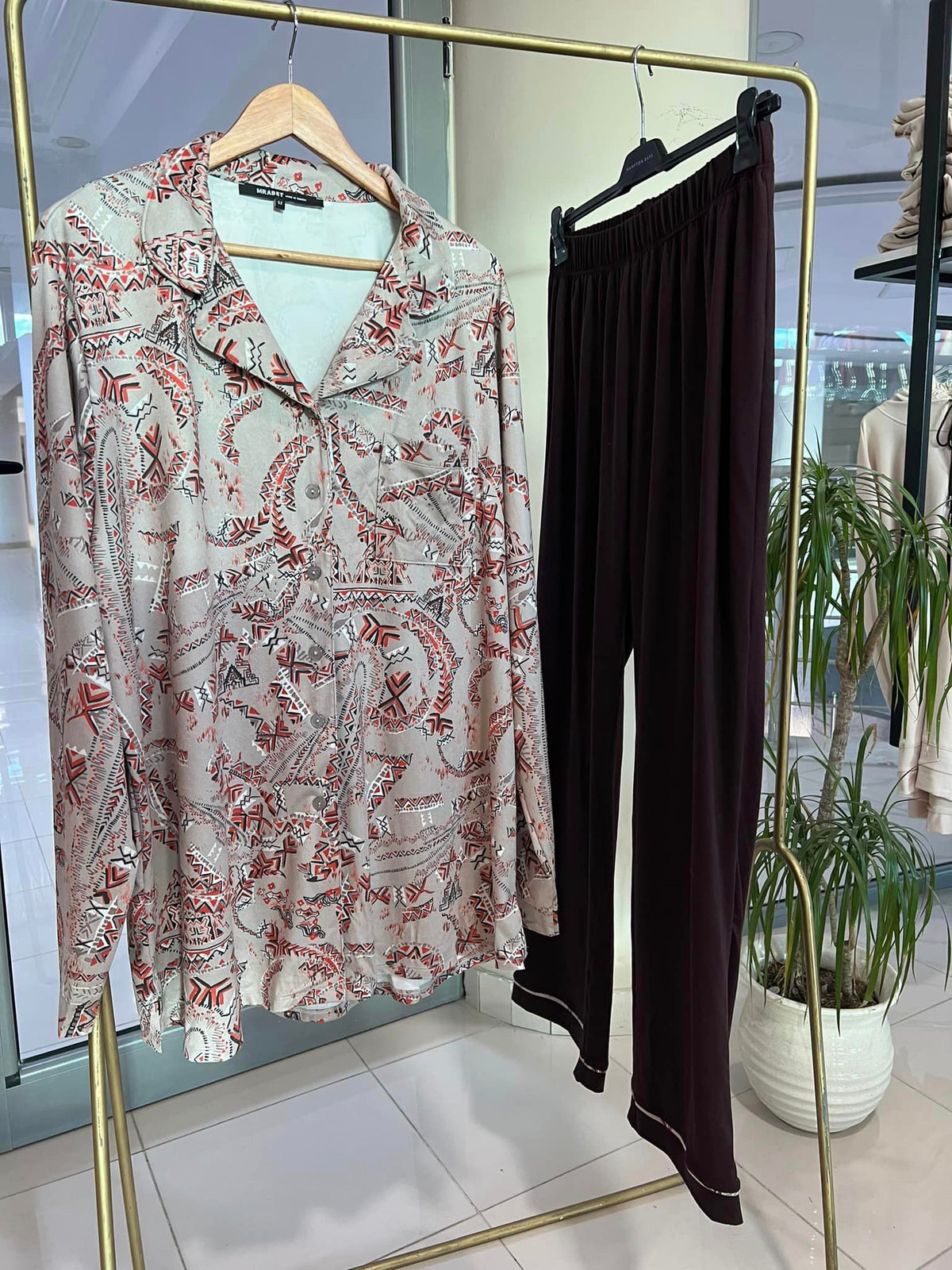 PYJAMAS EN COTON EFFET DAIM BEIGE