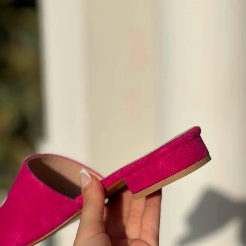 Mules en Daim Fuchsia Vibrant - L'Éclat de l'Été F3