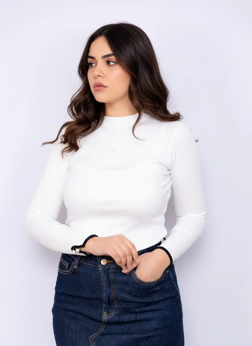 Pull Long en Coton Brodé Iris