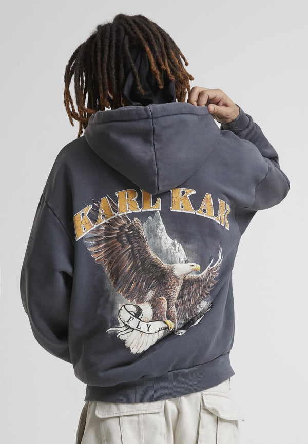 SMALL SIGNATURE WASHED EAGLE HOODIE UNISEX - Sweat à capuche - bleach black