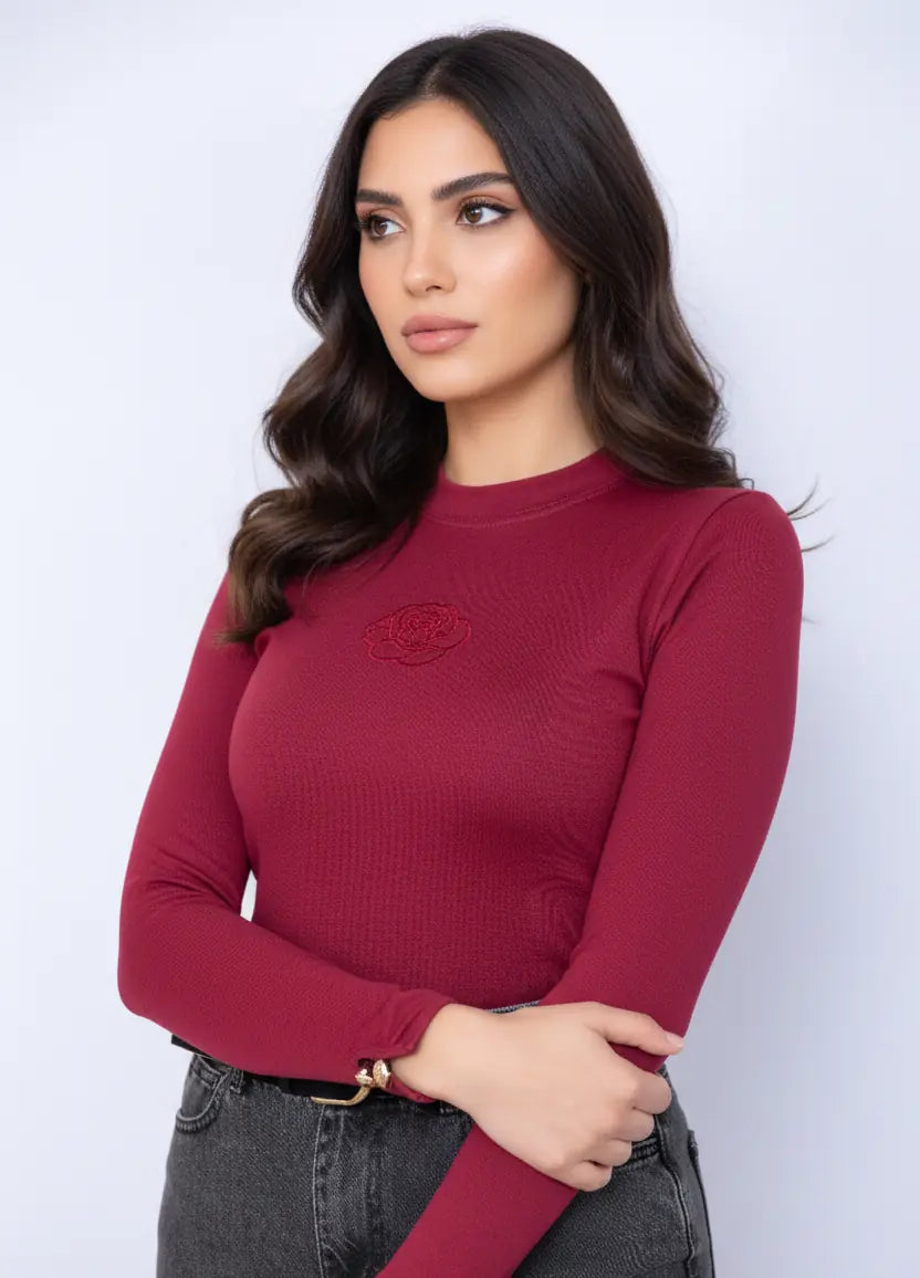 Pull long en coton brodé Iris