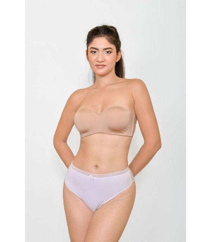 Slip Taille Haute Échancré à Galon en Coton Bio