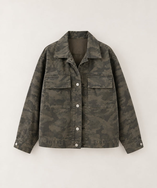 Veste Simili Cuir Vert Militaire