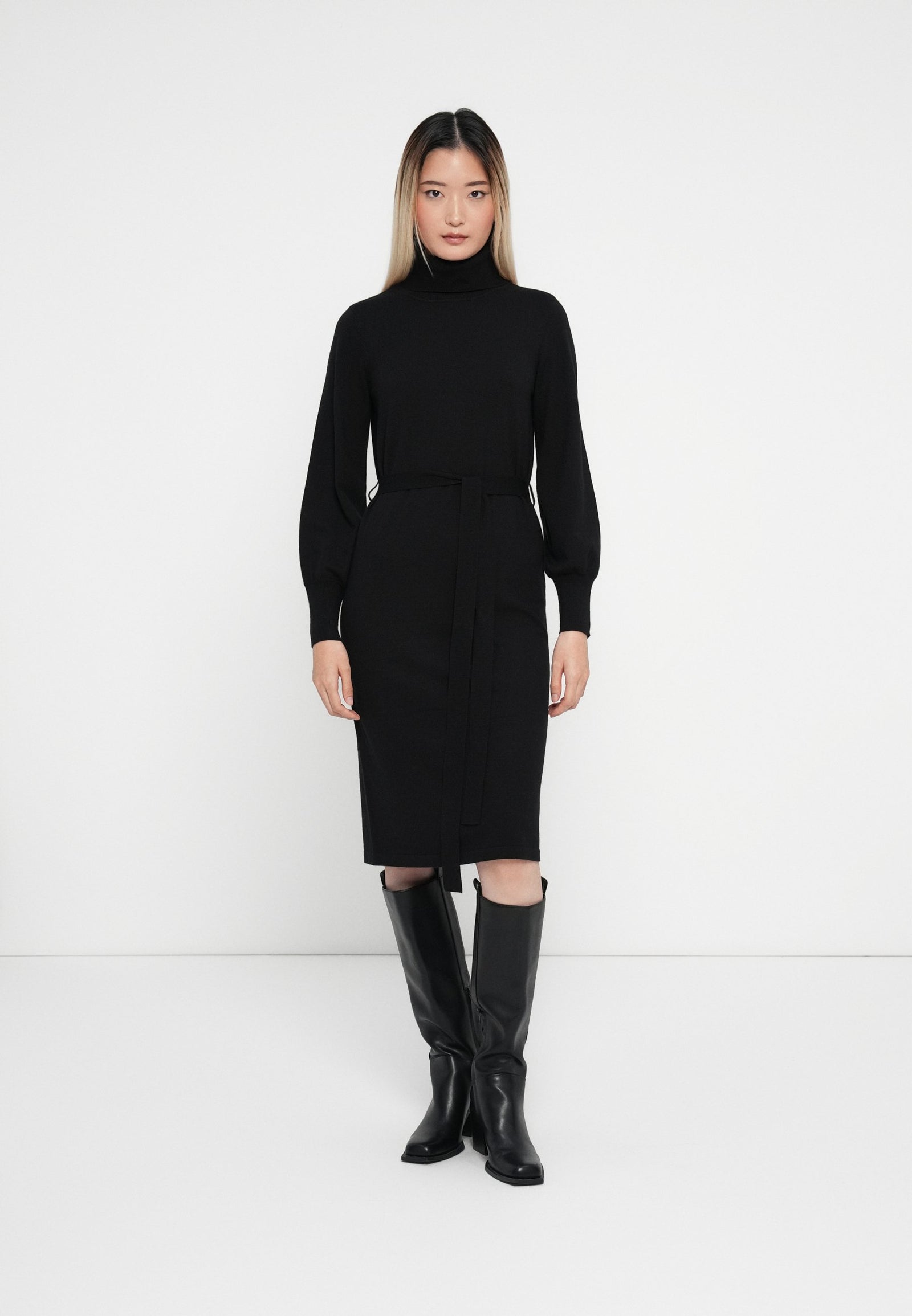 VIAMANDA TURTLE NECK DRESS - Robe pull - black