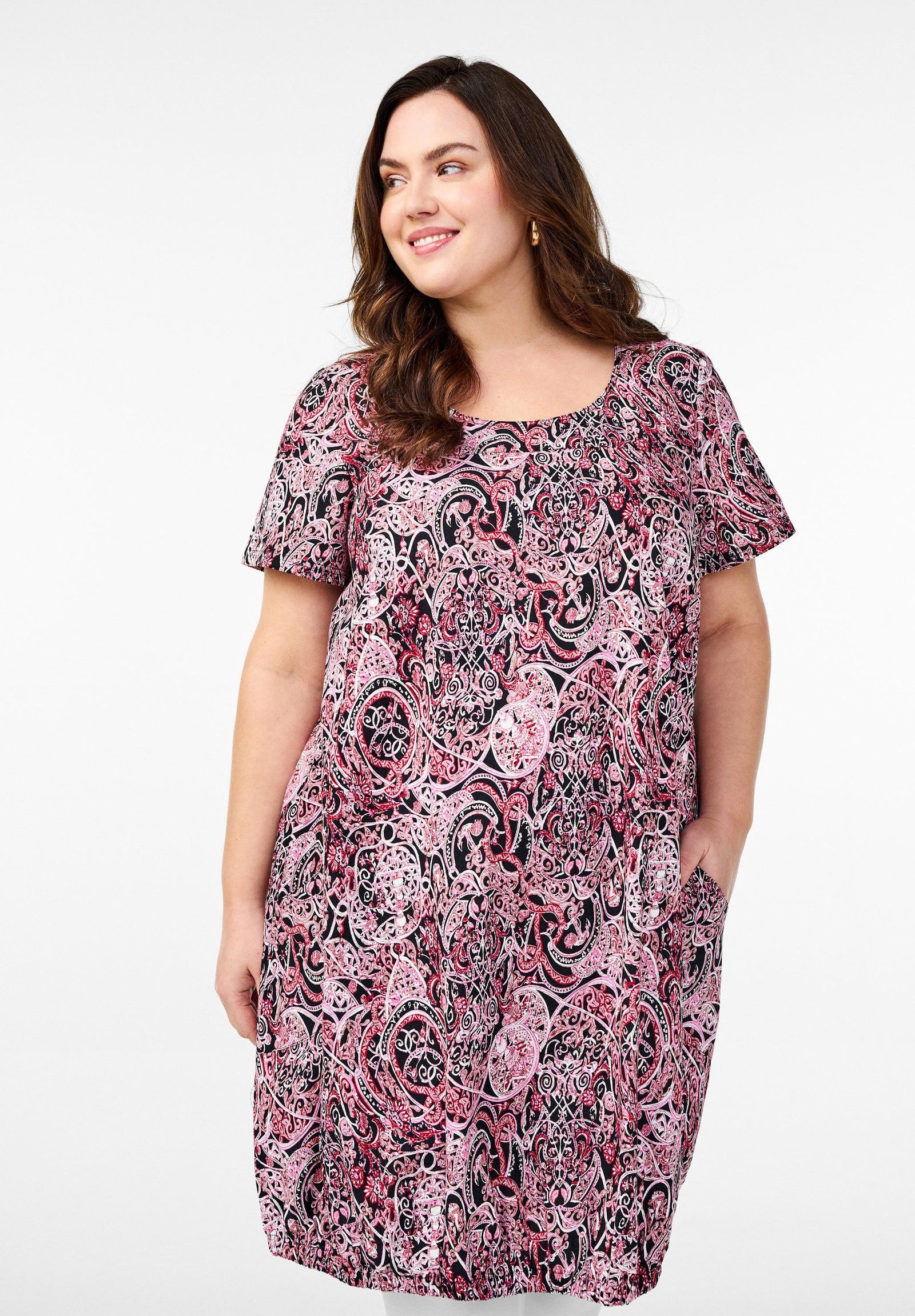 Robe de jour - black w pink aop