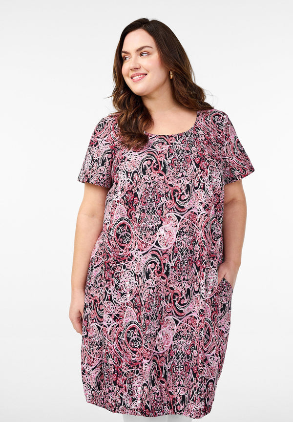 Robe de jour - black w pink aop