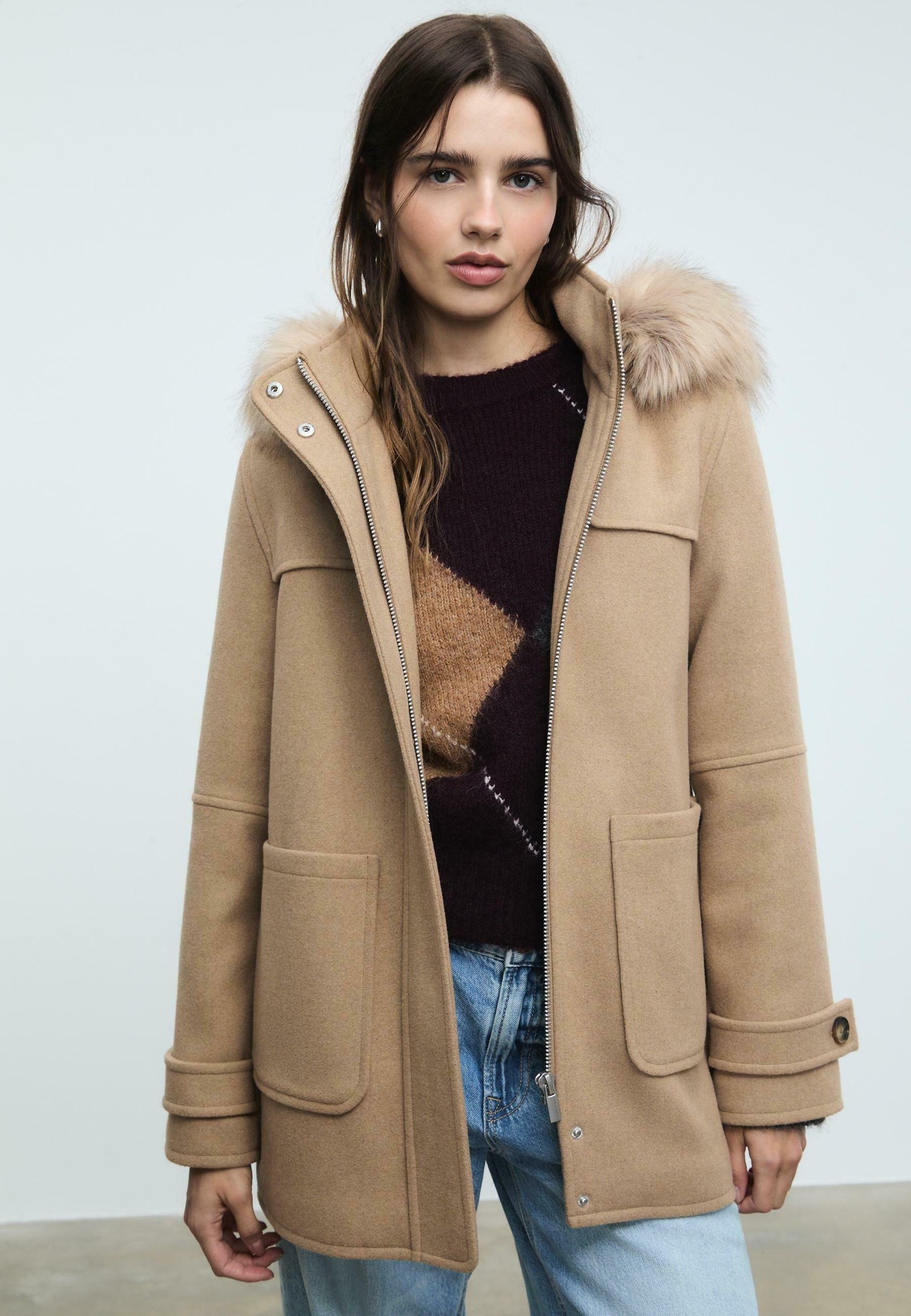 WITH HOOD - Manteau classique - brown