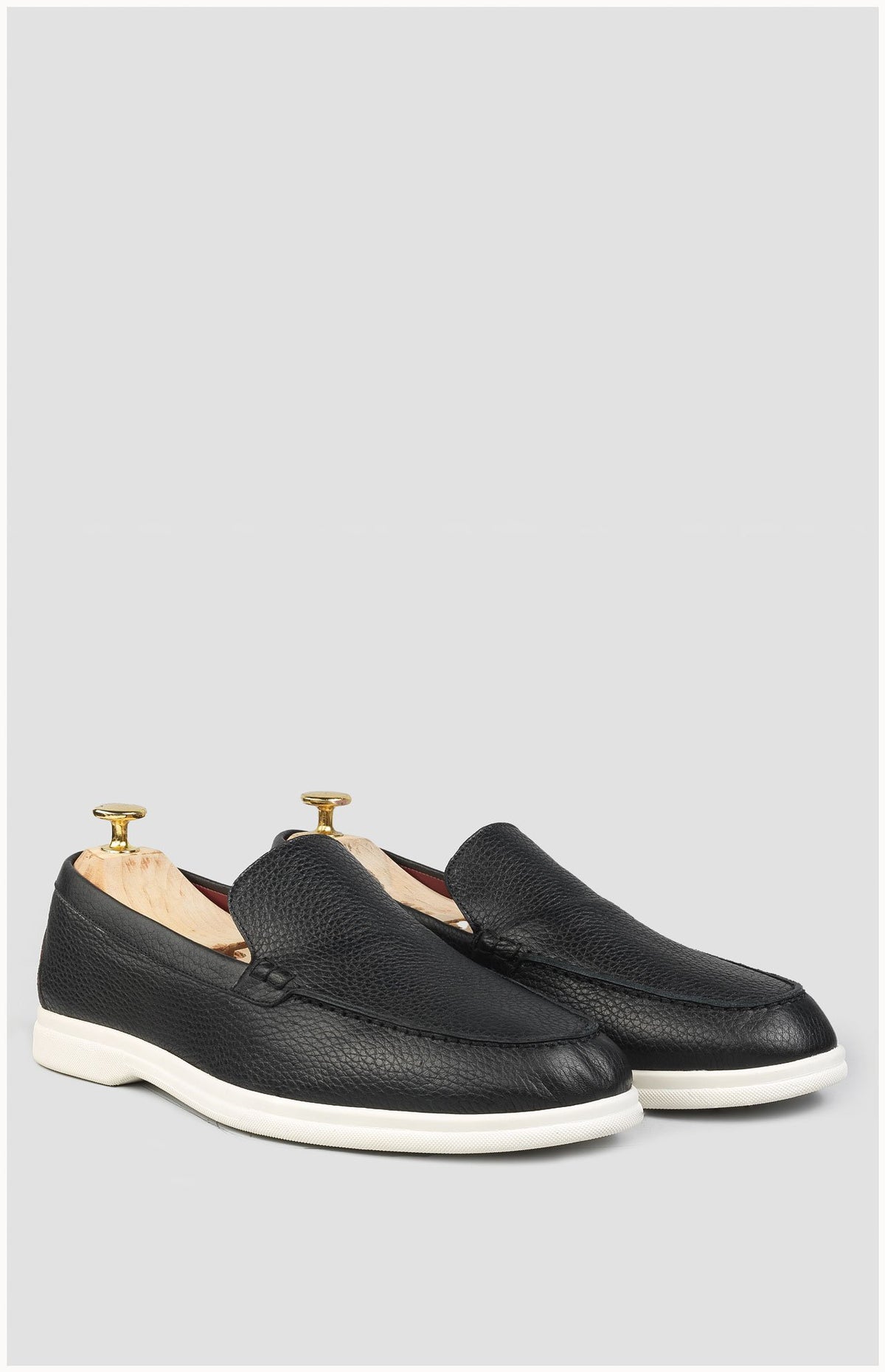 Mocassins Cannes Cuir Noir Grainé