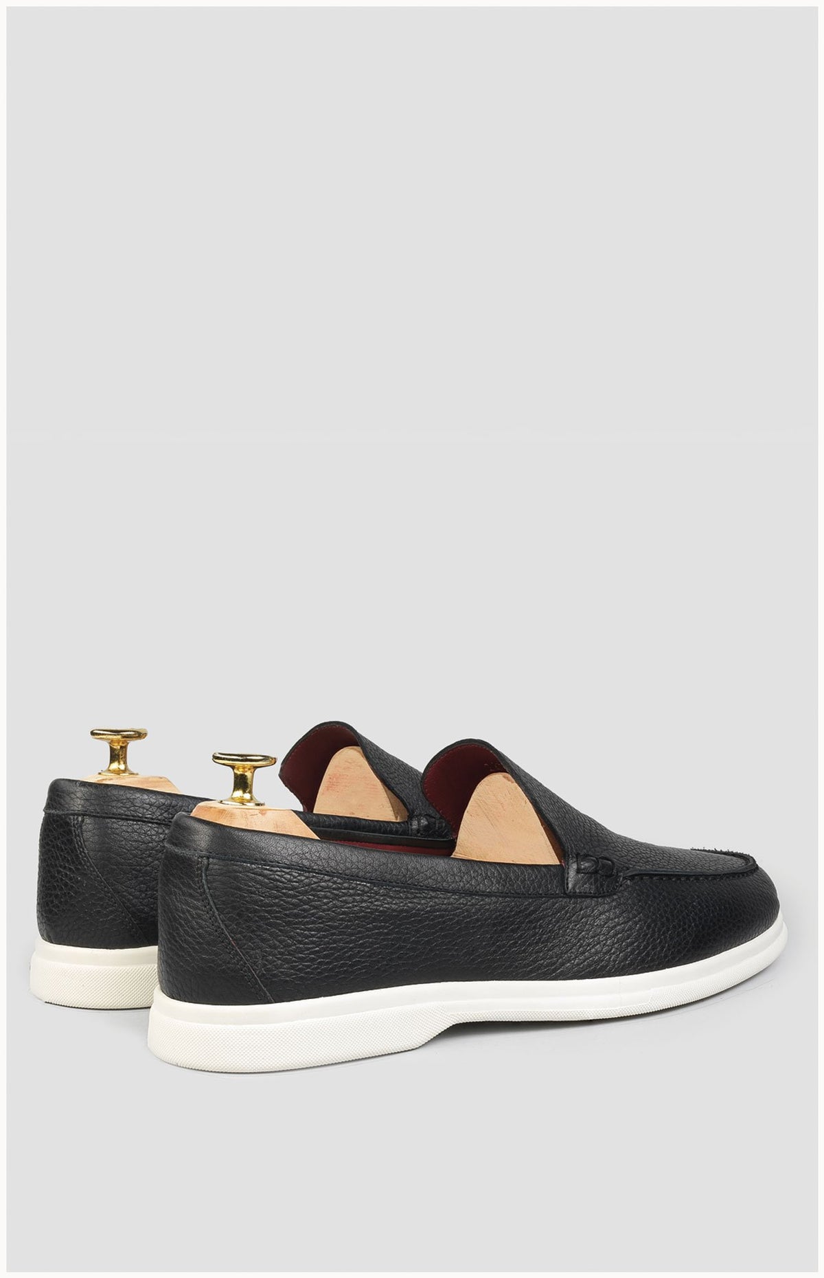 Mocassins Cannes Cuir Noir Grainé