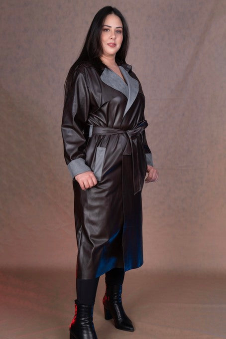 Trench-coat Simili-cuir Marron