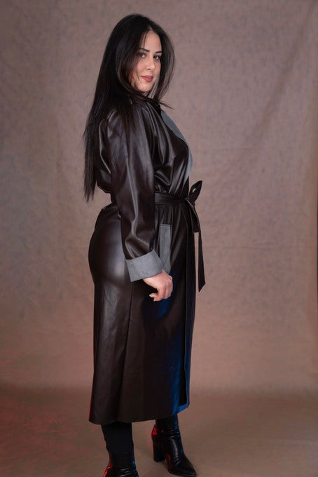 Trench-coat Simili-cuir Marron