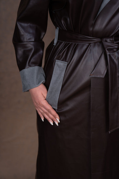 Trench-coat Simili-cuir Marron