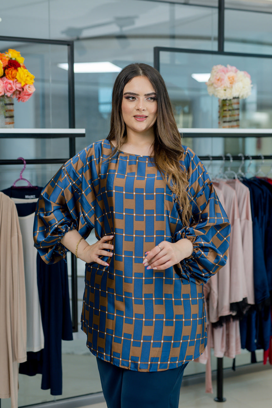 Chemise en Satin à Carreaux
