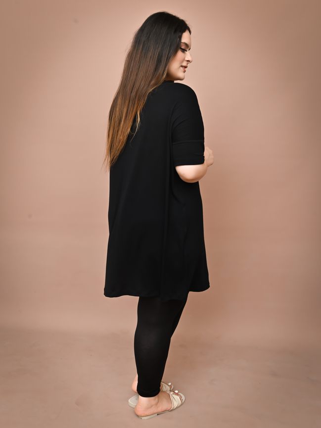Pull-robe en viscose couleur noir