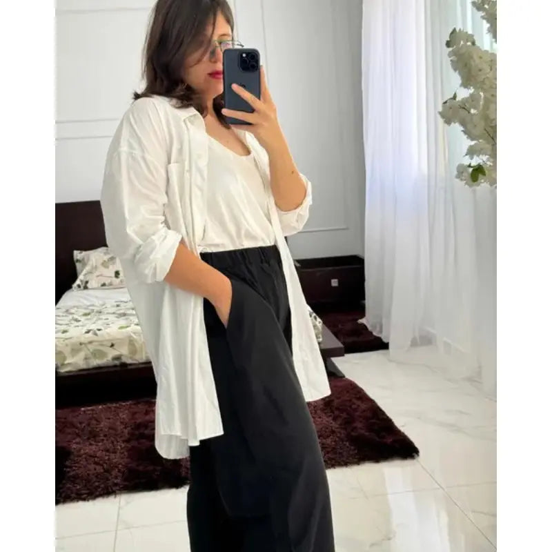 Pantalon Large en Crêpe de Soie