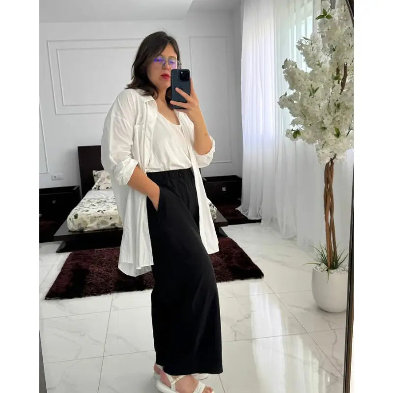 Pantalon Large en Crêpe de Soie