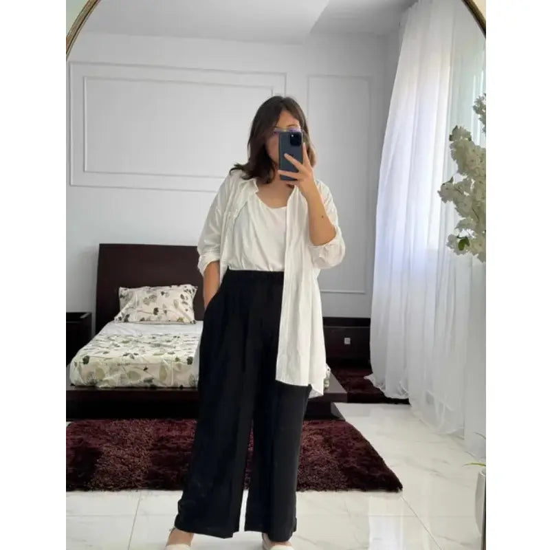 Pantalon Large en Crêpe de Soie
