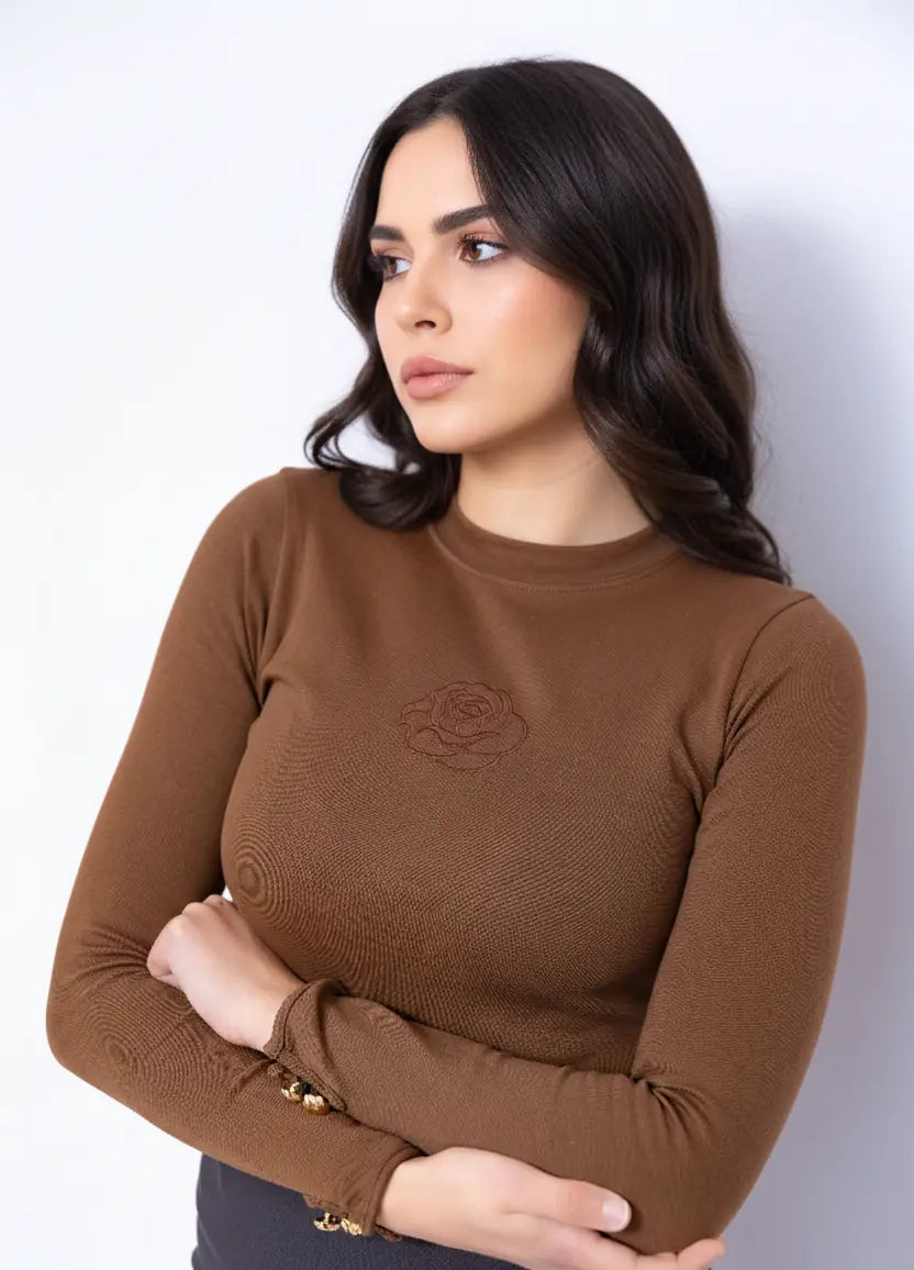Pull Long en Coton Brodé Iris