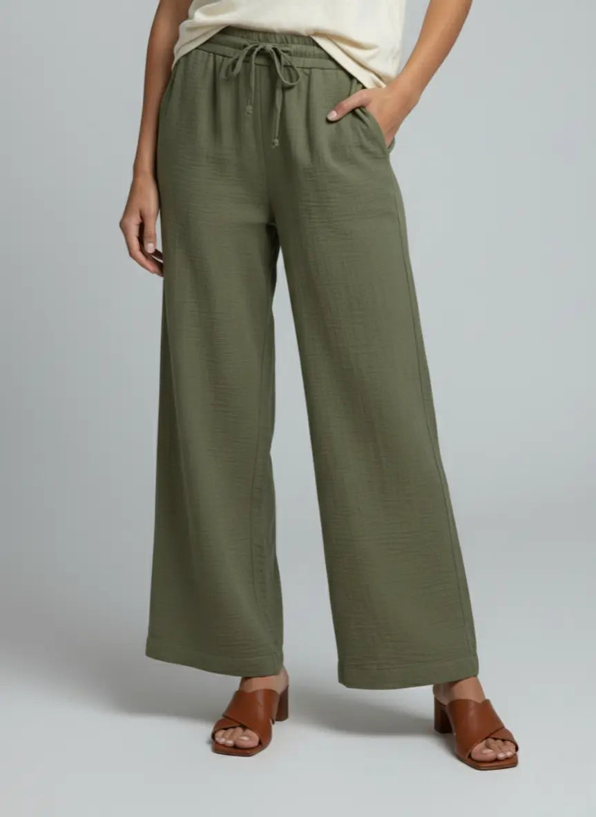 Pantalon Large Femme Effet Lin – Confort & Élégance