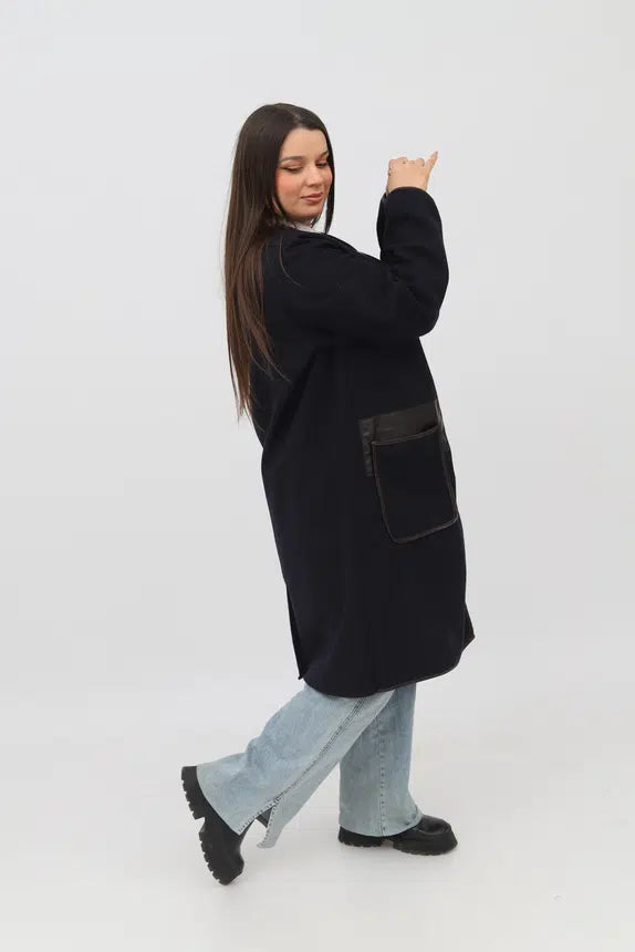 Manteau en Cachemire à la Texture du Cuir