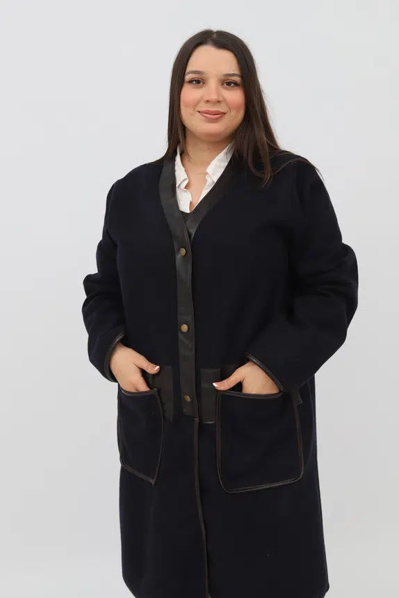 Manteau en Cachemire à la Texture du Cuir