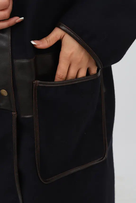 Manteau en Cachemire à la Texture du Cuir