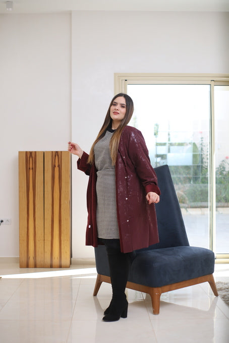 Trench en Sky Velour Rouge Bordeaux