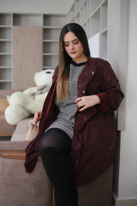 Trench en Sky Velour Rouge Bordeaux