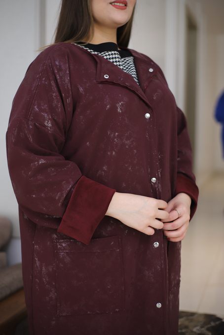 Trench en Sky Velour Rouge Bordeaux