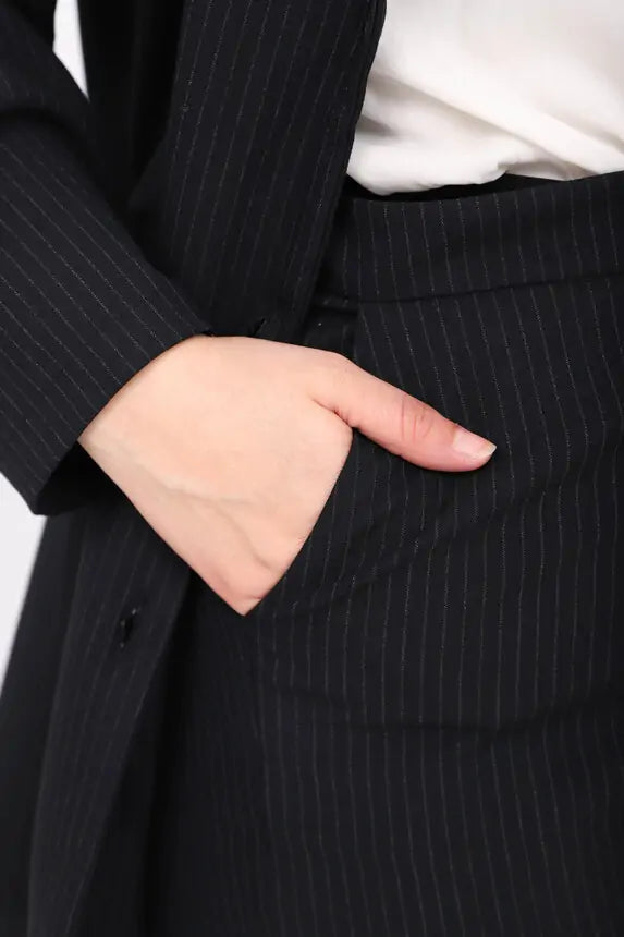 Pantalon Tailleur à Rayures Fines