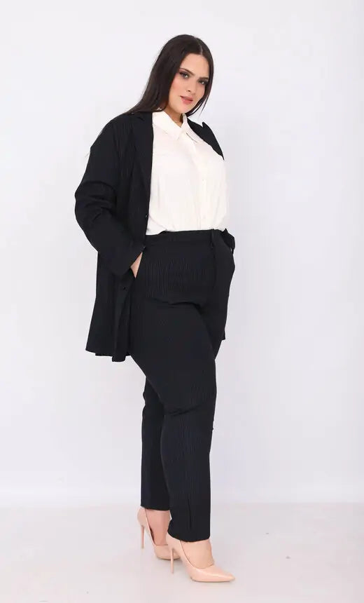 Pantalon Tailleur à Rayures Fines