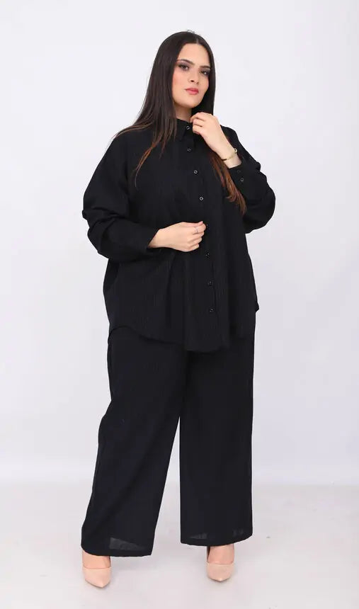 Chemise Oversize en Laine Noire