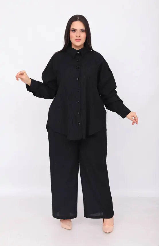 Chemise Oversize en Laine Noire