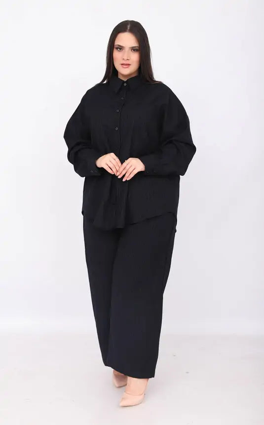 Chemise Oversize en Laine Noire