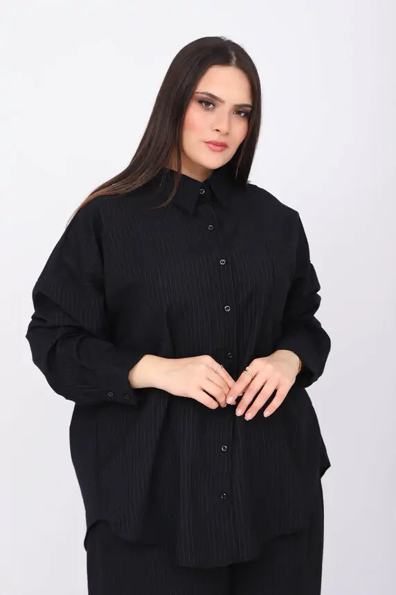 Chemise Oversize en Laine Noire