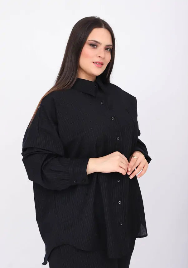 Chemise Oversize en Laine Noire