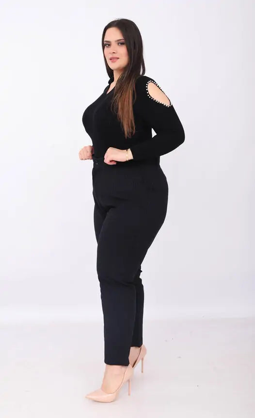 Pantalon Classique en Laine Bleu Nuit à Fines Rayures