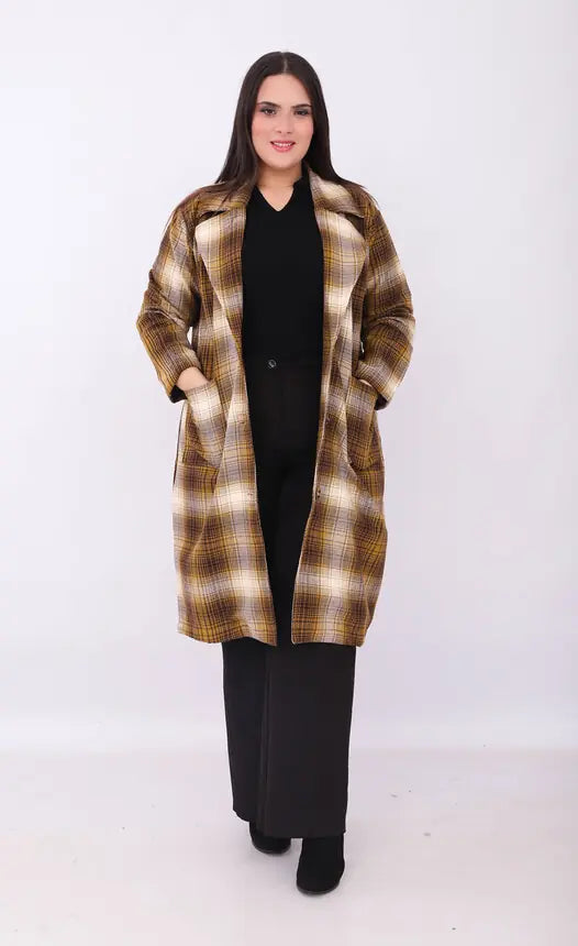 Trench-coat Cachemire à Carreaux