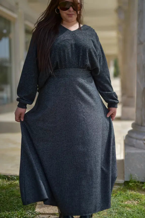JUPE CLOCHE NOIR EN CACHEMIRE