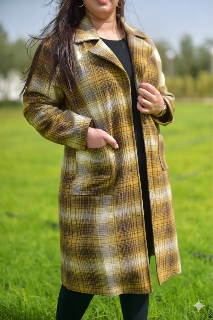 Trench-coat Cachemire à Carreaux